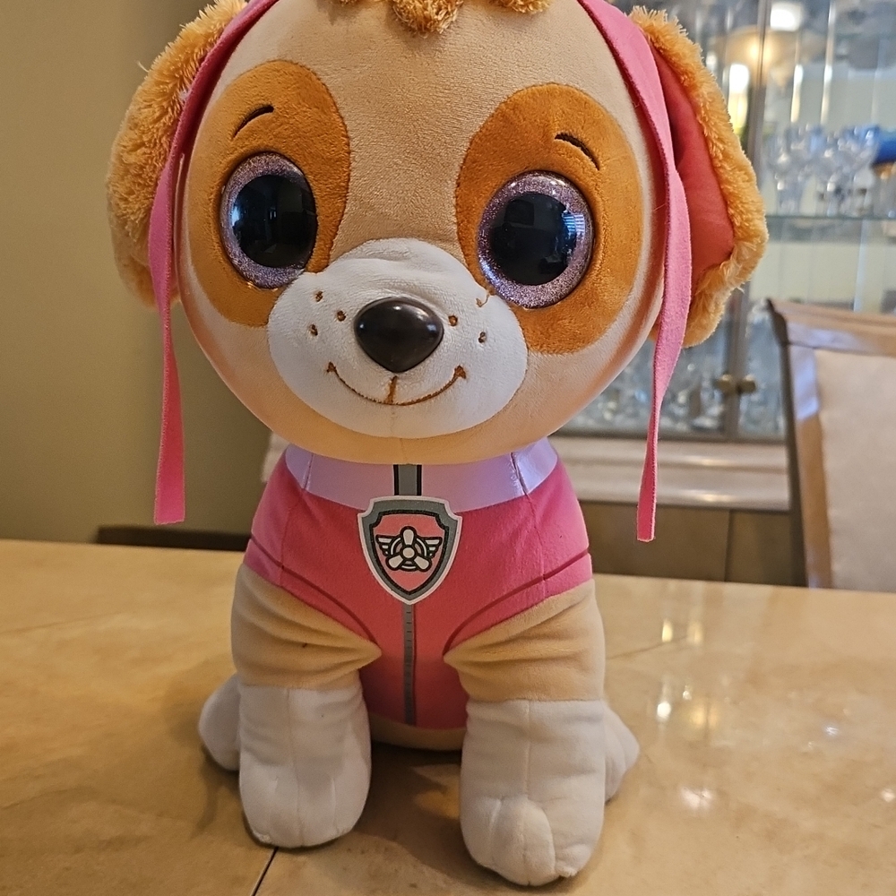 Ty Beanie Boos‎ Skye Paw Patrol Pink Dog Plush Glitter Eyes Medium 20 inch 2018
